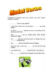English Worksheet: modal verbs