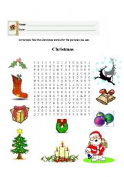 English Worksheet: Christmas Word Search