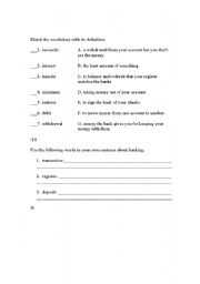 English worksheet: Banking Terms