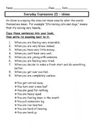 English Worksheet: Worksheet - Idioms