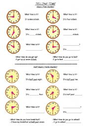 English Worksheet: Telling Time