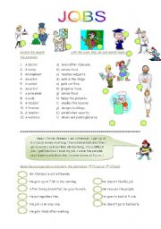 English Worksheet: jobs & simple present tense