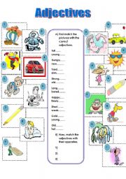 English Worksheet: adjectives and their opposites