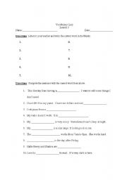 English worksheet: Basic Vocabulary quiz (ie beautiful, quiz, neighbor, broken)