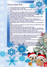 English Worksheet: CHRISTMAS: did you know that ...