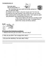 English worksheet: reading comprehensiom