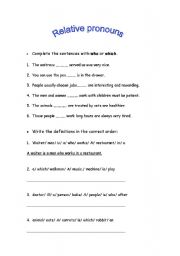 English worksheet: Relative Pronouns