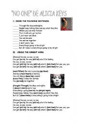 English Worksheet: no one Alicia Keys