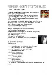 English Worksheet: Dont stop the music by Rihanna