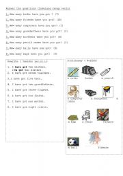 English worksheet: How Many& Have got