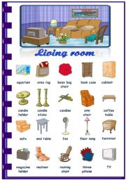 English Worksheet: Rooms in the house- Living room