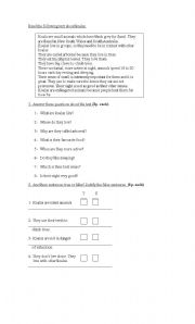 English worksheet: READING COMPREHENSION EXERCISE ABOUT KOALAS