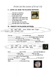 English Worksheet: Pride in the name of love by U2