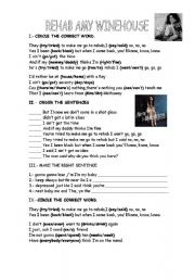 English Worksheet: Rehab by Amy Winehouse