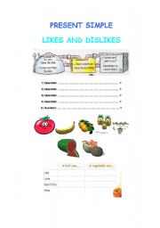 English Worksheet: Present Simple: likes and dislikes