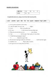 English Worksheet: word formation3-prefixes