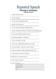 English Worksheet: Reported Speech