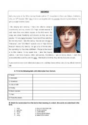 Meet Zac Efron from HIGH SCHOOL MUSICAL-reading tasks