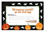 certificate to Halloween contest