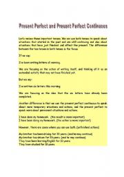 English Worksheet: Present perfect and present perfect continuous