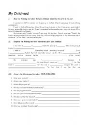 English Worksheet: My Childhood