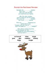 English Worksheet: RUDOLPH THE RED NOSE REINDER