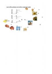 English Worksheet: food crossword