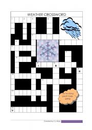 English Worksheet: Weather Crossword