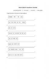 English Worksheet: Word order in Question