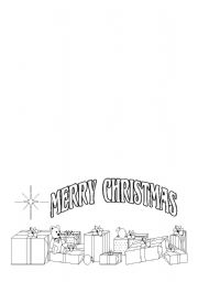 English Worksheet: Christmas card to color