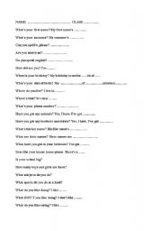 English worksheet: Miscelaneus questions