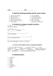 English worksheet: quiz