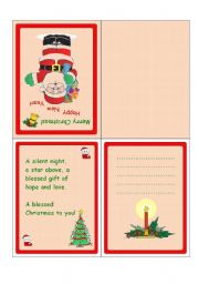 English Worksheet: Christmas cards with messages 3-5