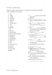 English worksheet: In the Classroom