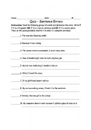 English Worksheet: Common Writing Errors Quiz