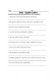 Capital Letters Worksheet