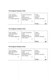 English worksheet: Evaluating a Perfect Paragraph