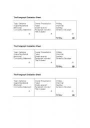 English Worksheet: Evaluating a Perfect Paragraph