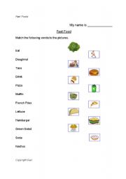 English worksheet: Food Vocabulary and Question Exercise