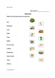 English Worksheet: Food Vocabulary and Question Exercise