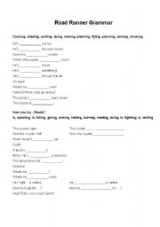 English Worksheet: Road Runner Grammar for Present Continuous