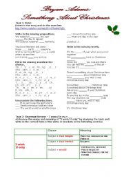 English Worksheet: Grammar Through Songs: Something About Christmas + I wish/If only