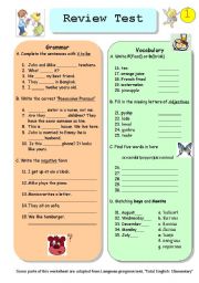 English Worksheet: Review test 1/2