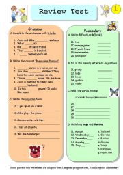 English Worksheet: Review test 1/2