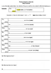 English Worksheet: Adverbs of  Frequency to decribe Daily Routines