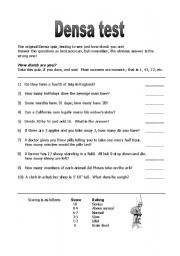 English worksheet: Densa quiz