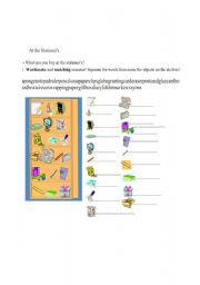 English worksheet: At the Stationers