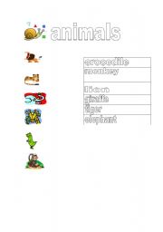 English worksheet: wild animals