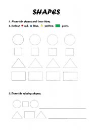 English Worksheet: Shapes and colours