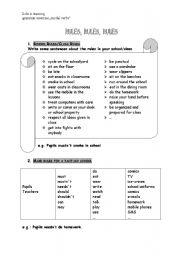 English Worksheet: school rules fantasy school modal verbs exercise